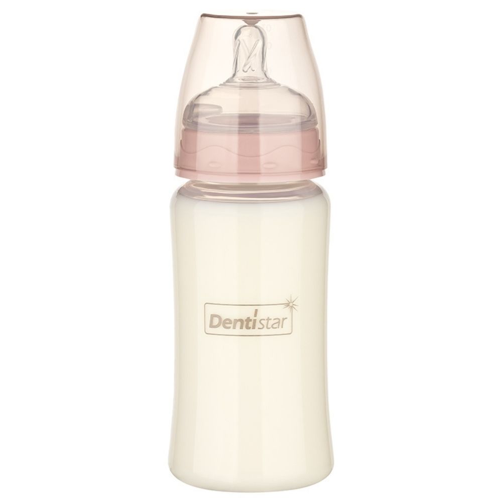 Babyflasche mit rosa Deckel